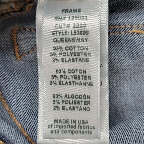 Frame Le Skinny de Jeanne Jeans Size 25 24X28 Dark Wash Low Rise Ripped Knee - Picture 8 of 15